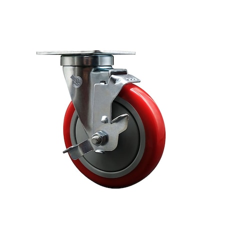 Service Caster Regency 600CASTERPC4 Replacement Caster with Brake REG-SCC-20S514-PPUB-RED-TLB-TPU1